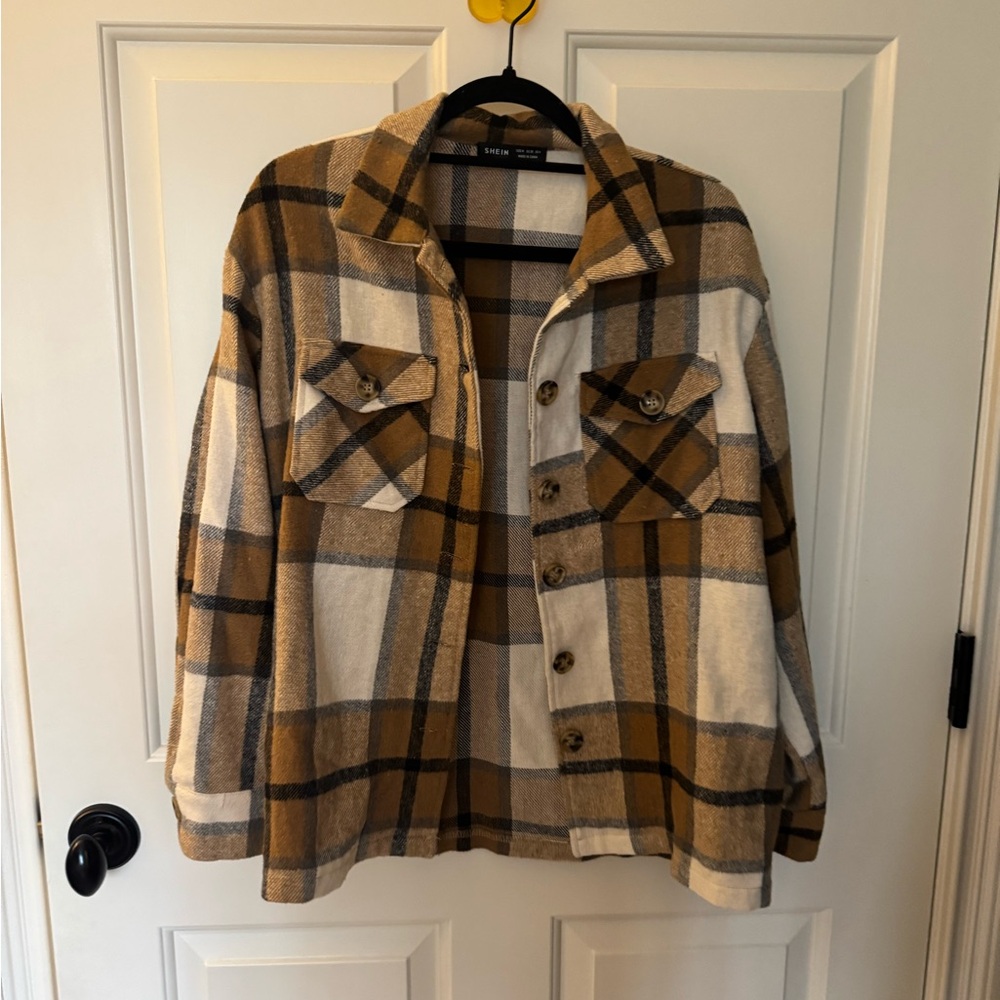 Plaid Button-Up Shirt Jacket
